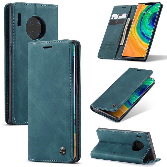 CaseMe Huawei Mate 30 Pro Wallet Kickstand Magnetic Case Blue - Click Image to Close