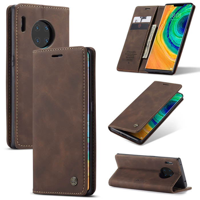 CaseMe Huawei Mate 30 Pro Wallet Kickstand Magnetic Case Coffee - Click Image to Close