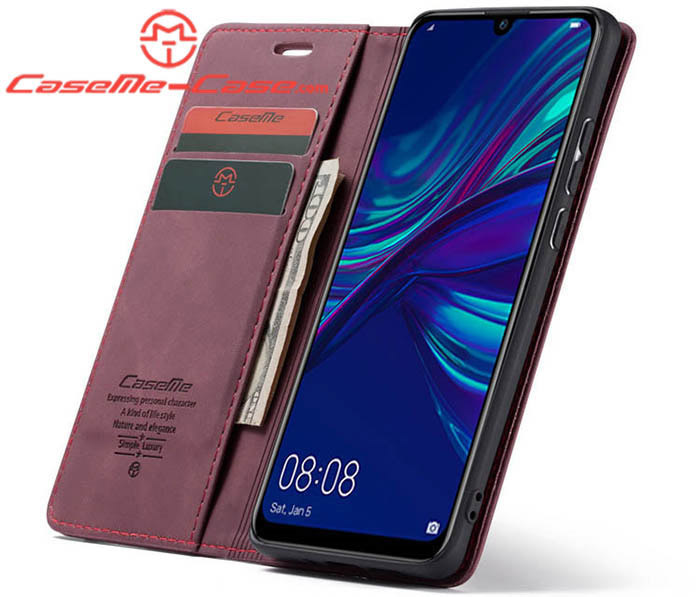 CaseMe Huawei P Smart 2019 Retro Wallet Kickstand Magnetic Flip Leather Case
