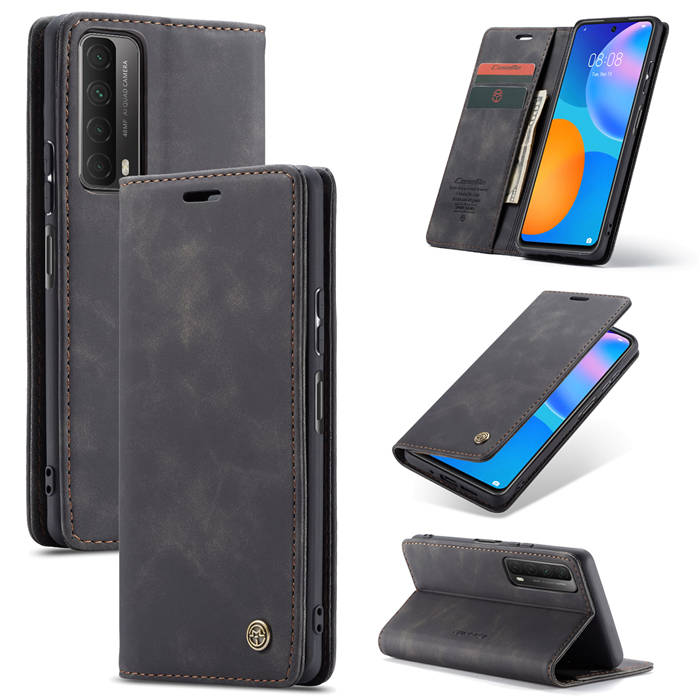 CaseMe Huawei P Smart 2021 Wallet Stand Magnetic Case Black - Click Image to Close
