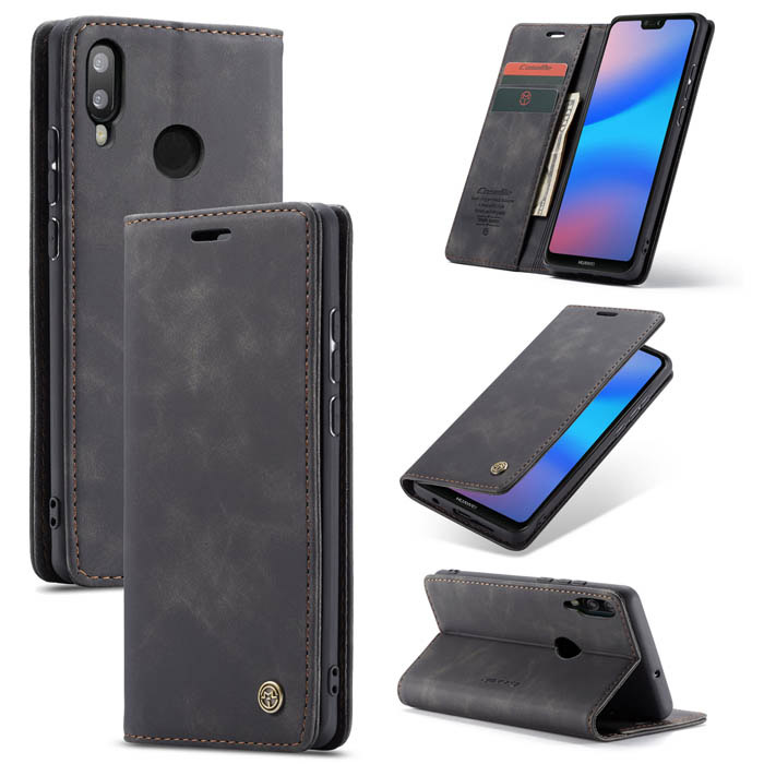 CaseMe Huawei P20 Lite Wallet Magnetic Kickstand Case Black