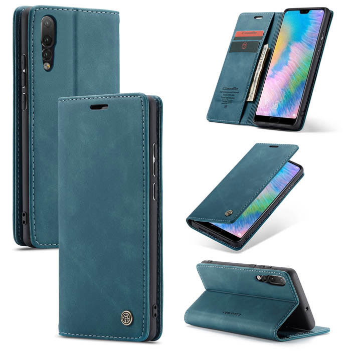 CaseMe Huawei P20 Wallet Kickstand Magnetic Flip Case Blue