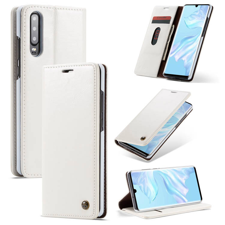 CaseMe Huawei P30 Magnetic Flip Wallet Stand Case White