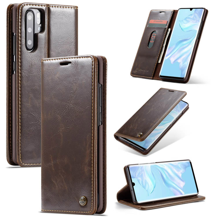 CaseMe Huawei P30 Pro Wallet Stand Magnetic Flip Case Brown