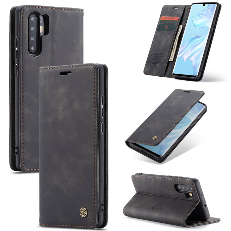 CaseMe Huawei P30 Pro Wallet Kickstand Magnetic Flip Case Black - Click Image to Close