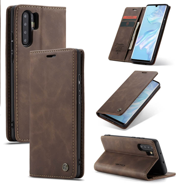 CaseMe Huawei P30 Pro Wallet Kickstand Magnetic Flip Case Coffee - Click Image to Close