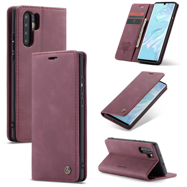 CaseMe Huawei P30 Pro Wallet Kickstand Magnetic Flip Case Red - Click Image to Close
