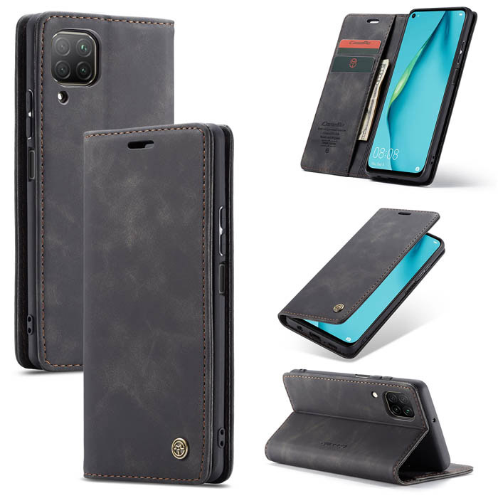 CaseMe Huawei P40 Lite Wallet Kickstand Magnetic Case Black - Click Image to Close