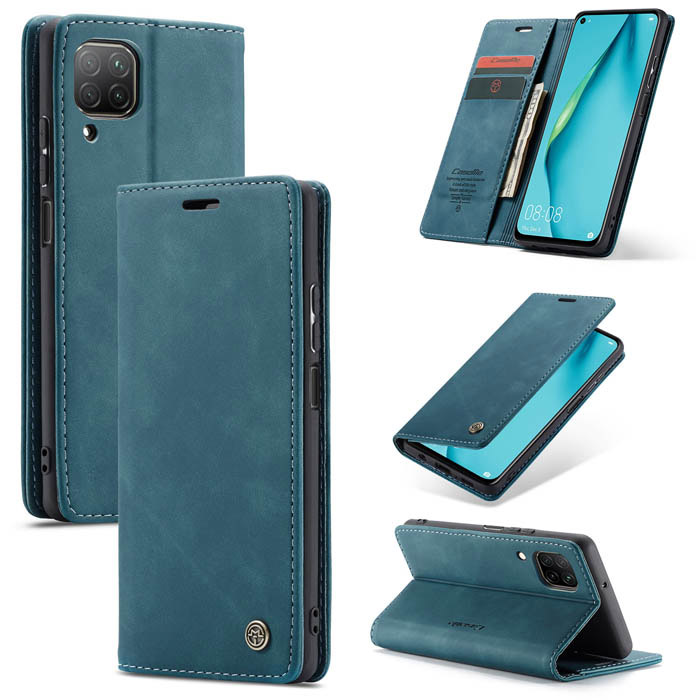 CaseMe Huawei P40 Lite Wallet Kickstand Magnetic Case Blue - Click Image to Close