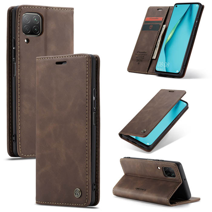 CaseMe Huawei P40 Lite Wallet Kickstand Magnetic Case Coffee - Click Image to Close
