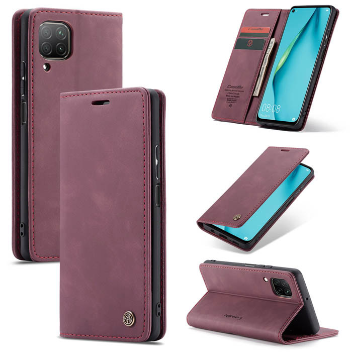 CaseMe Huawei P40 Lite Wallet Kickstand Magnetic Case Red - Click Image to Close