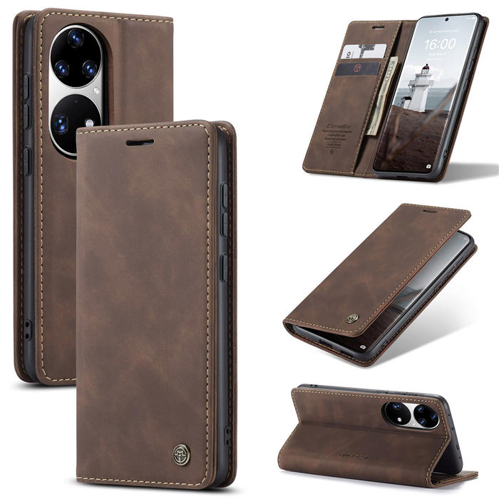 CaseMe Huawei P50 Pro Wallet Stand Magnetic Case Coffee