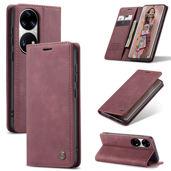CaseMe Huawei P50 Pro Wallet Stand Magnetic Case Red
