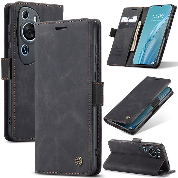 CaseMe Huawei P60 Art Wallet Magnetic Suede Leather Case Black - Click Image to Close