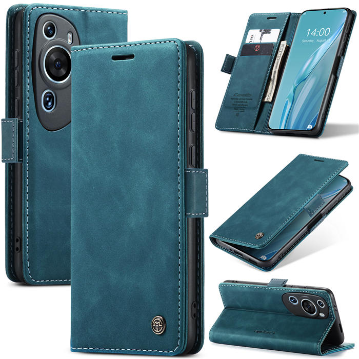 CaseMe Huawei P60 Art Wallet Magnetic Suede Leather Case Blue - Click Image to Close