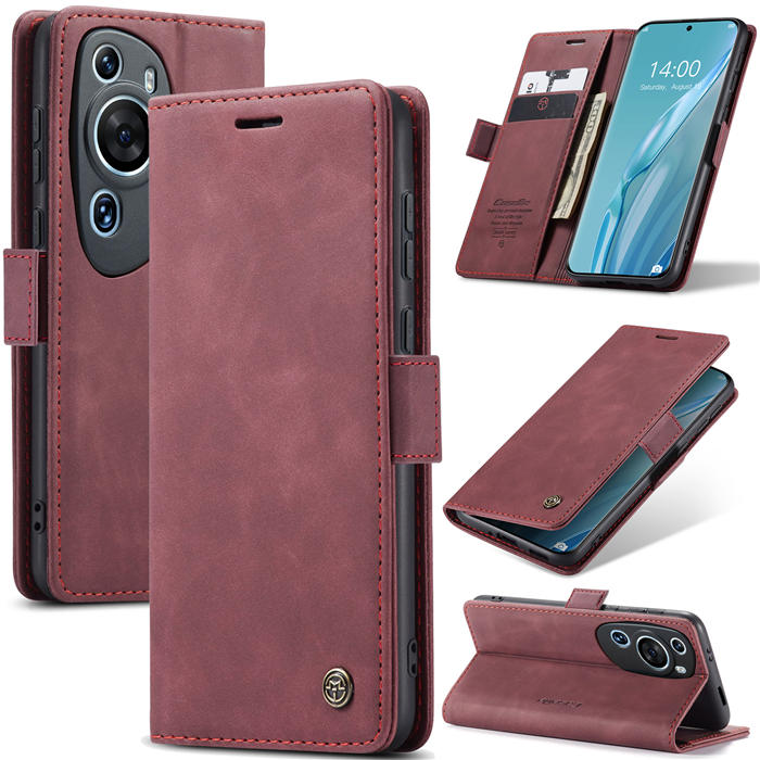 CaseMe Huawei P60 Art Wallet Magnetic Suede Leather Case Red - Click Image to Close