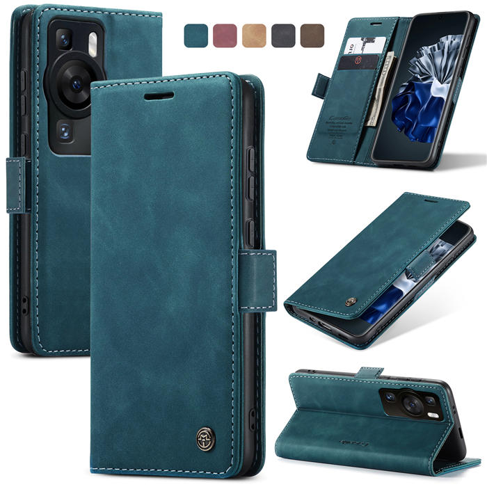 CaseMe Huawei P60 Wallet Magnetic Suede Leather Case Blue - Click Image to Close