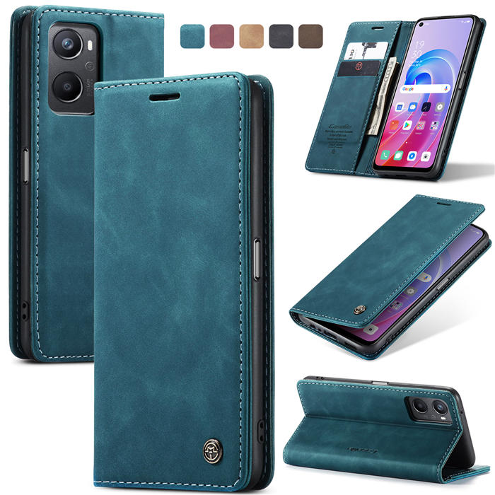 CaseMe OPPO K10 4G/OPPO A36 4G/OPPO A96 4G/OPPO A76 4G/Realme 9i 4G Wallet Suede Leather Case Blue - Click Image to Close