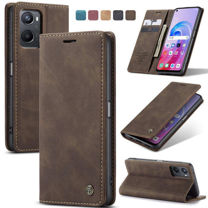 CaseMe OPPO K10 4G/OPPO A36 4G/OPPO A96 4G/OPPO A76 4G/Realme 9i 4G Wallet Suede Leather Case Coffee - Click Image to Close