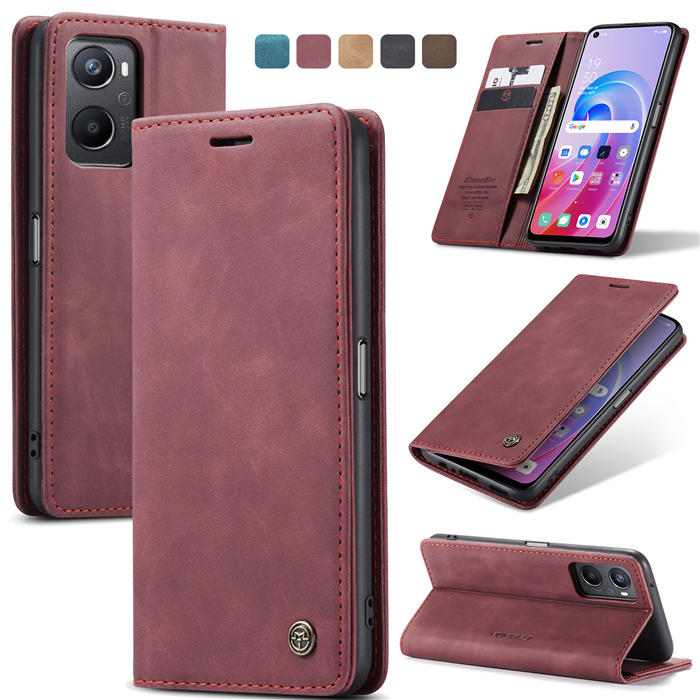 CaseMe OPPO K10 4G/OPPO A36 4G/OPPO A96 4G/OPPO A76 4G/Realme 9i 4G Wallet Suede Leather Case Red - Click Image to Close