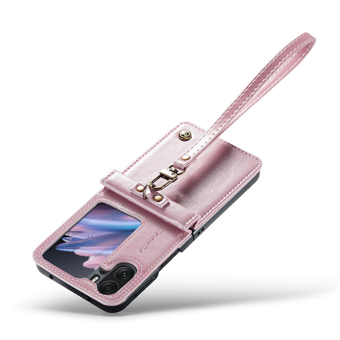 CaseMe OPPO Find N2 Flip Case with Detachable Ring Holder and Wrist Strap Pink