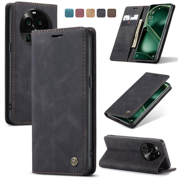 CaseMe OPPO Find X6 Pro Wallet Magnetic Suede Leather Case Black - Click Image to Close