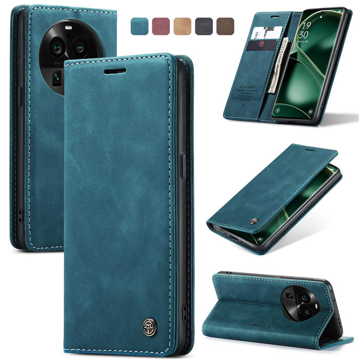 CaseMe OPPO Find X6 Pro Wallet Magnetic Suede Leather Case Blue - Click Image to Close