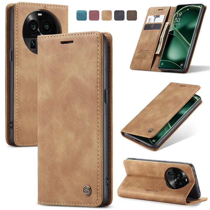 CaseMe OPPO Find X6 Pro Wallet Magnetic Suede Leather Case Brown