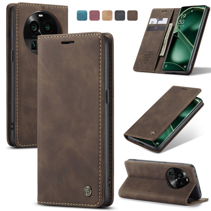 CaseMe OPPO Find X6 Wallet Magnetic Suede Leather Case Coffee - Click Image to Close