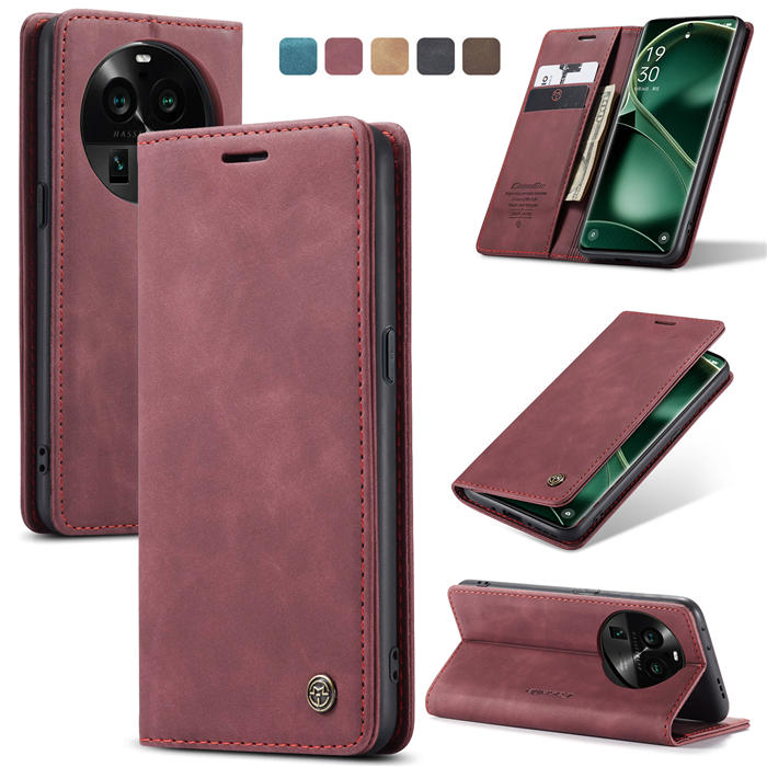 CaseMe OPPO Find X6 Wallet Magnetic Suede Leather Case Red
