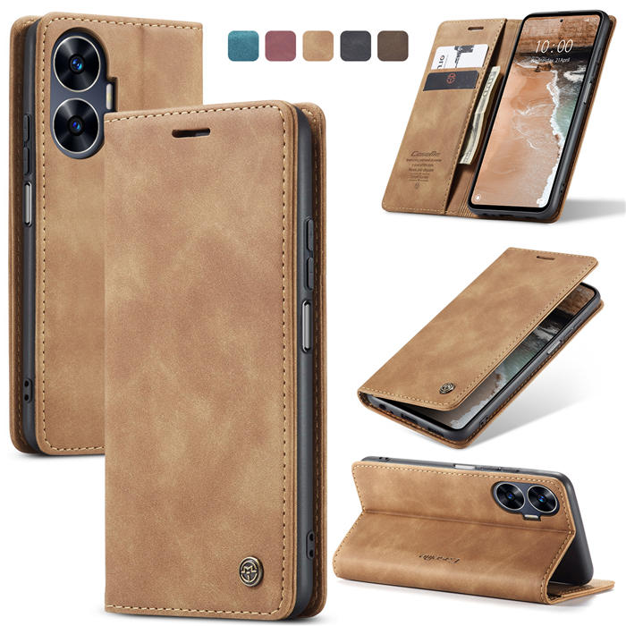 CaseMe Reamle C55 Wallet Magnetic Suede Leather Case Brown