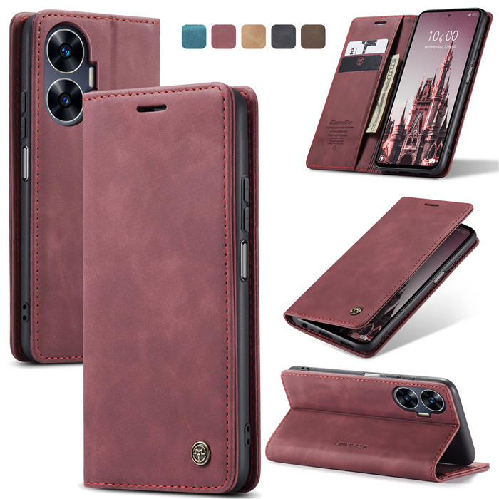CaseMe Reamle C55 Wallet Magnetic Suede Leather Case Red