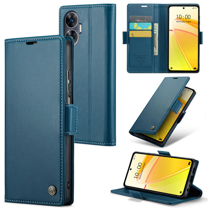 CaseMe Reamle C55 Wallet RFID Blocking Magnetic Buckle Case Blue