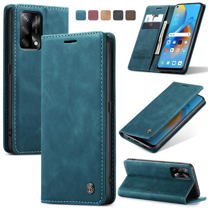 CaseMe OPPO Reno6 Lite 4G/OPPO A95 4G/OPPO F19S/OPPO A74 4G/OPPO F19 Wallet Suede Leather Case Blue - Click Image to Close