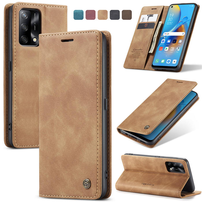 CaseMe OPPO Reno6 Lite 4G/OPPO A95 4G/OPPO F19S/OPPO A74 4G/OPPO F19 Wallet Suede Leather Case Brown - Click Image to Close