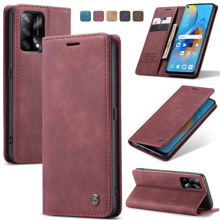 CaseMe OPPO Reno6 Lite 4G/OPPO A95 4G/OPPO F19S/OPPO A74 4G/OPPO F19 Wallet Suede Leather Case Red