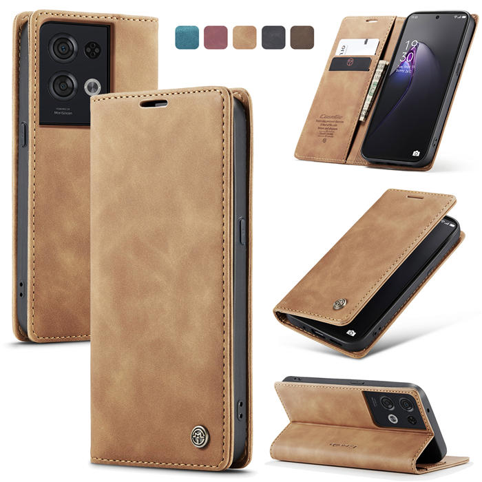 CaseMe OPPO Reno8 Pro 5G Wallet Suede Leather Case Brown