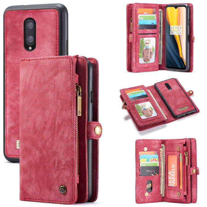 CaseMe OnePlus 7 Wallet Magnetic Detachable 2 in 1 Case Red
