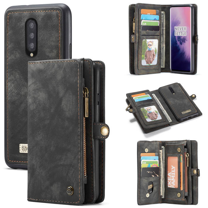 CaseMe OnePlus 7 Pro Wallet Magnetic Detachable 2 in 1 Case Black
