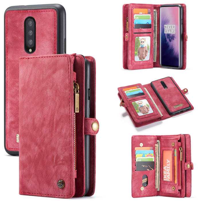 CaseMe OnePlus 7 Pro Wallet Magnetic Detachable 2 in 1 Case Red