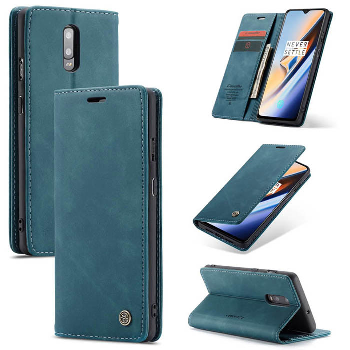 CaseMe OnePlus 7 Wallet Kickstand Magnetic Flip Case Blue