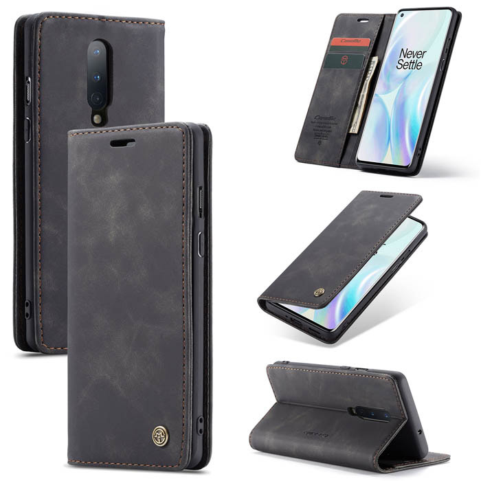 CaseMe OnePlus 8 Wallet Kickstand Magnetic Flip Case Black