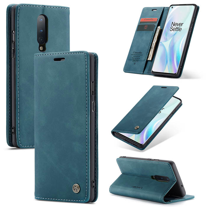 CaseMe OnePlus 8 Wallet Kickstand Magnetic Flip Case Blue
