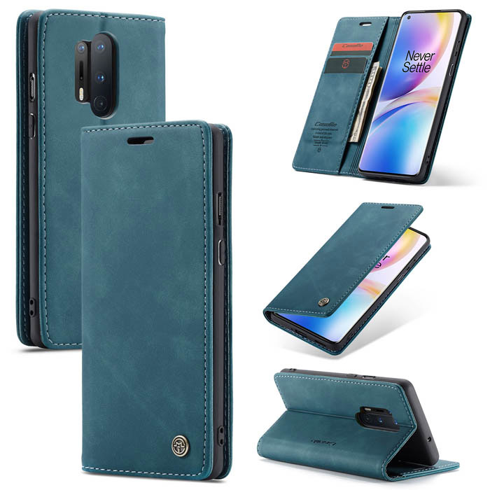CaseMe OnePlus 8 Pro Wallet Kickstand Magnetic Flip Case Blue