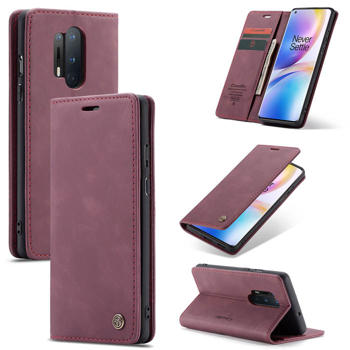 CaseMe OnePlus 8 Pro Wallet Kickstand Magnetic Flip Case Red - Click Image to Close
