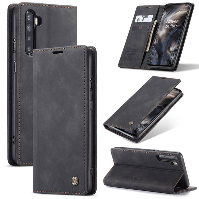 CaseMe OnePlus Nord Wallet Kickstand Magnetic Flip Case Black - Click Image to Close