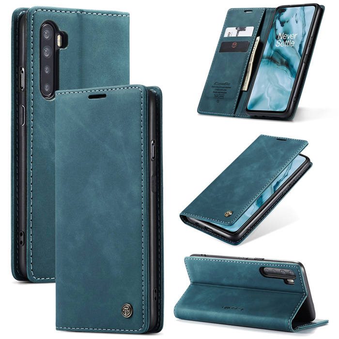 CaseMe OnePlus Nord Wallet Kickstand Magnetic Flip Case Blue - Click Image to Close