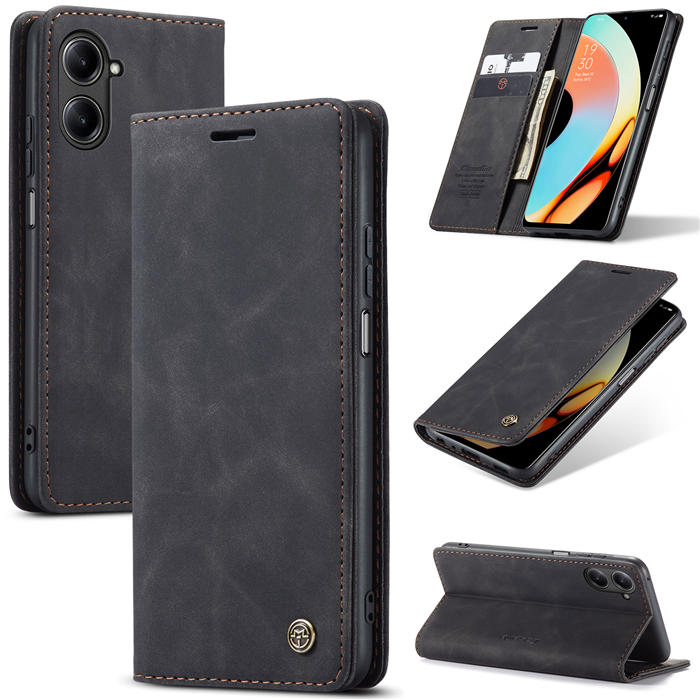 CaseMe OPPO Realme 10 Pro 5G Wallet Magnetic Suede Leather Case Black - Click Image to Close
