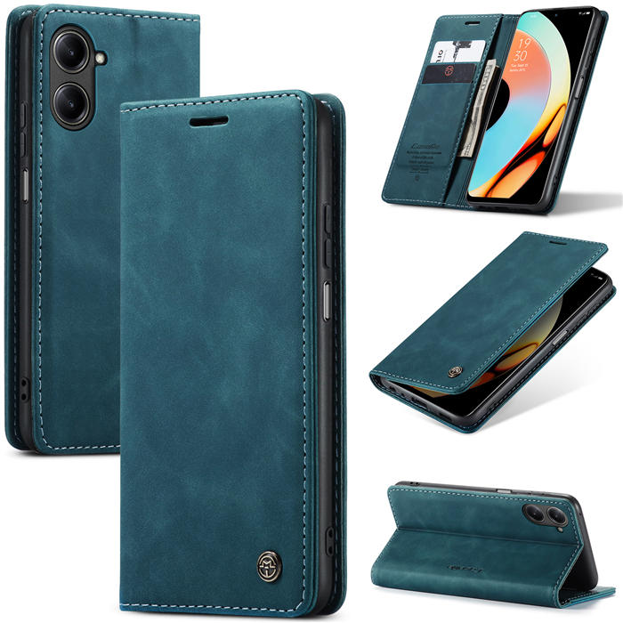 CaseMe OPPO Realme 10 Pro 5G Wallet Magnetic Suede Leather Case Blue - Click Image to Close