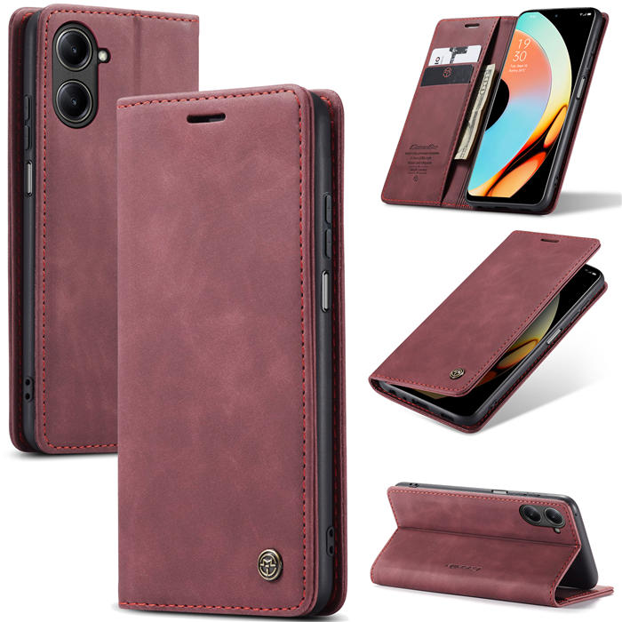 CaseMe OPPO Realme 10 Pro 5G Wallet Magnetic Suede Leather Case Red